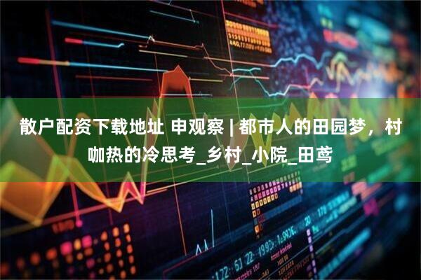 散户配资下载地址 申观察 | 都市人的田园梦，村咖热的冷思考_乡村_小院_田鸢