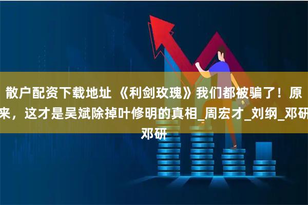 散户配资下载地址 《利剑玫瑰》我们都被骗了！原来，这才是吴斌除掉叶修明的真相_周宏才_刘纲_邓研